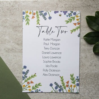 Wildflower Floral Wedding Or Party Table Plan Cards, 2 of 7