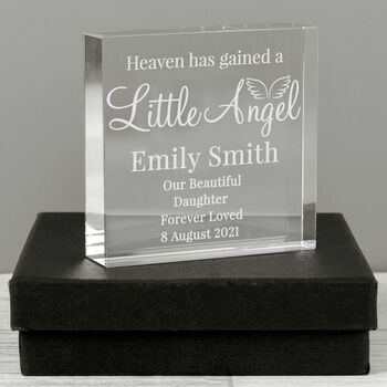 Personalised Little Angel Memorial Crystal Token, 3 of 4