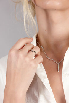 Silver Wishbone Ring With White Topaz, 6 of 12