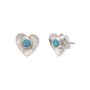 Sterling Silver Blue Opal Heart Stud Earrings, thumbnail 2 of 6