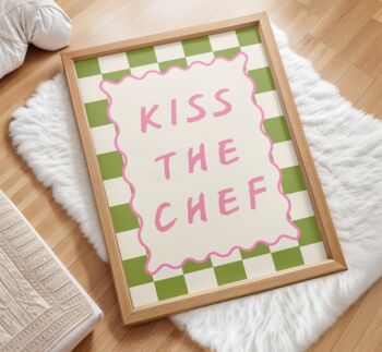 Kiss The Chef Wall Art Print Kitchen Poster, 6 of 10