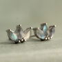 Labradorite Lotus Stud Earrings, thumbnail 1 of 11