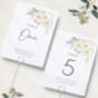 Wedding Table Numbers Pastel Green And White Floral, thumbnail 1 of 4