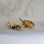 Textured Leaf Stud Earrings In 16 K Gold And 925 Sterling Silver, thumbnail 11 of 12