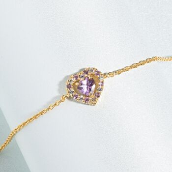 Purple Heart Lavender Amethyst Bracelet In Silver And Gold, 7 of 10