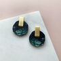 Marble And Gold Circle Stud Earrings, thumbnail 1 of 9