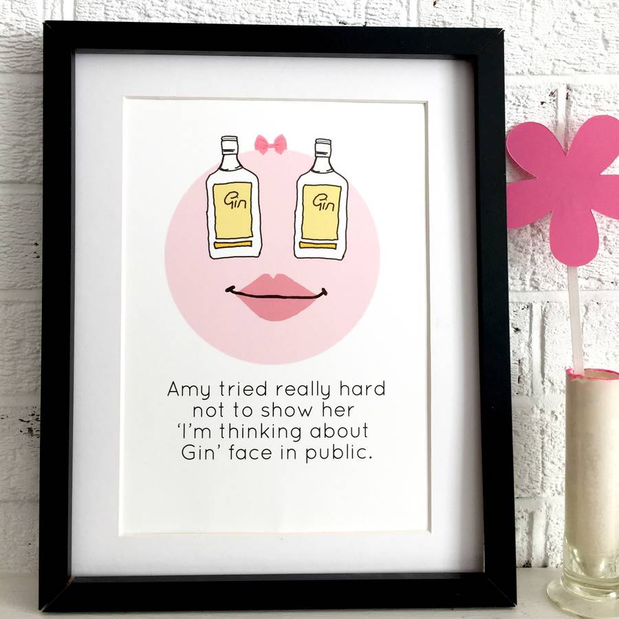 Gin Face Personalised Gin Print By Kelly Connor Designs