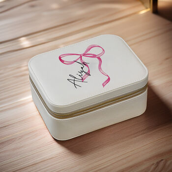 Personalised Bow Travel Jewellery Box, 3 of 5