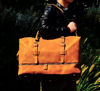 Genuine Leather Duffel With Suit Compartment, 9 of 10