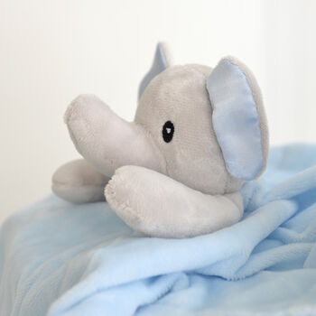 Personalised Blue Elephant Comforter With Soft Ears, 4 of 7