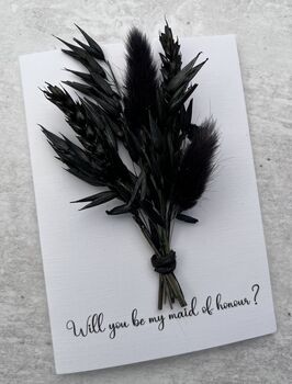 Black Dried Flowers / Maid Of Honour Proposal Card Gift, 3 of 4