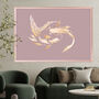 Pink Gold Koi Fish Wall Art Print Landscape Silhouette, thumbnail 1 of 6