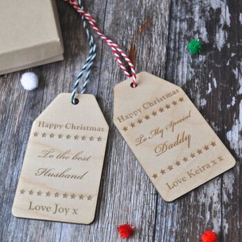 Personalised 'Happy Christmas' Wooden Gift Tag, 2 of 3