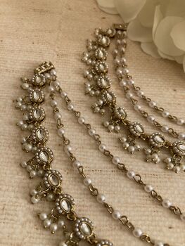 Indian Gold Plated Pearl Ear Chains/Kaan Chain, 2 of 6