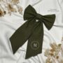 Personalised Embroidered Large Linen Hair Bow, thumbnail 1 of 5