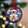 Alaskan Malamute In Santa Hat Suncatcher Decoration, thumbnail 2 of 6
