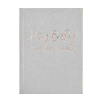 Grey Suede And Rose Gold Baby Journal, 4 of 5