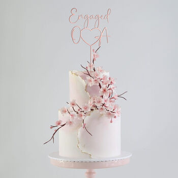 Engaged Cake Topper With Initials, 5 of 5