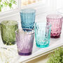 Set Of Four Vintage Colour Embossed Tumblers, thumbnail 1 of 7