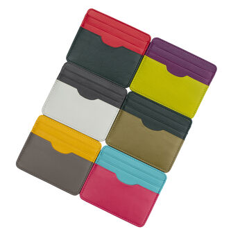Two Tone Small Leather Credit Card Wallet Personalised Gift Boxed, 3 of 12