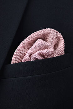 Wedding Handmade Polyester Knitted Pocket Square In Dusty Pink, 3 of 7