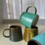 Set Of Four Reactive Glaze Mugs In Lagoon Glazes, thumbnail 2 of 9