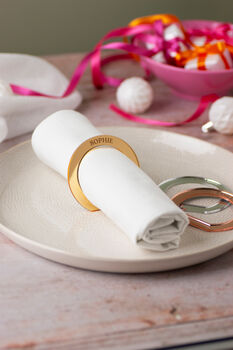 Mirrored Personalised Christmas Napkin Ring, 2 of 4