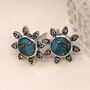 Sterling Silver Turquoise And Topaz Stud Earrings, thumbnail 3 of 8