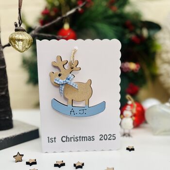 Personalised 1st Christmas 2025 Baby Boy's Decoration Card, 2 of 7