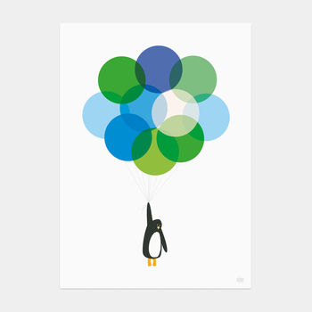 'Mr Penguin With Blue Balloons' Print, 3 of 3