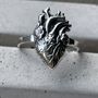 Sterling Silver Anatomical Heart Ring, thumbnail 1 of 7