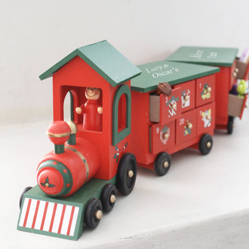 Personalised Wooden Advent Train With Draws, 1 of 6
