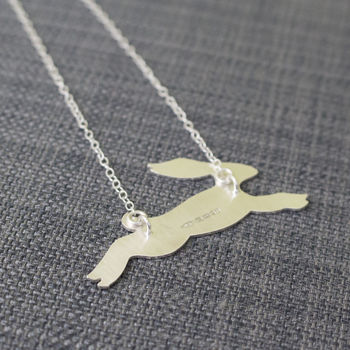 Sterling Silver Watercolour Small Hare Necklace, 3 of 3