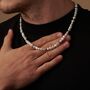 Silver Beaded Freshwater Pearl Necklace Chain For Men And Women, thumbnail 3 of 11