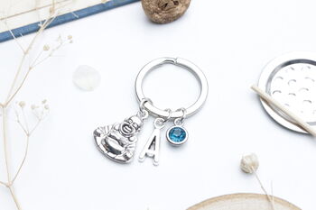 Personalised Laughing Buddha Keyring, Good Luck Gift, 2 of 8