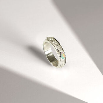 Saraswati Sterling Silver Opal Spinning Ring, 4 of 9