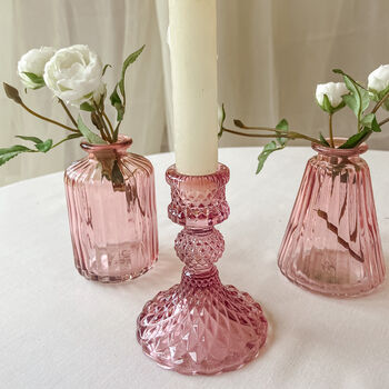 Pink Pressed Glass Candlestick, 8 of 8