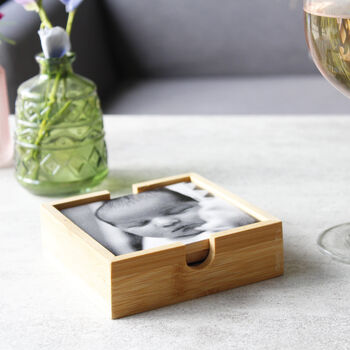 Set Of Bamboo Photo Coasters First Mother's Day, 4 of 12