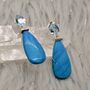 Howlite, Blue Topaz Earrings, Silver Drop Earrings, thumbnail 2 of 7