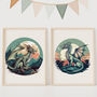 Unframed Set Of Green Dragon Prints Gift For Kids Room, thumbnail 3 of 6