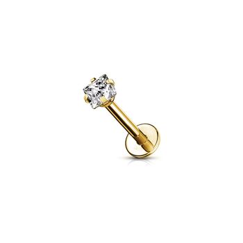 Square Solitaire Threaded Labret Piercing, 3 of 5