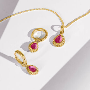 July Birthstone Ruby Gold Plated Necklace, 4 of 12
