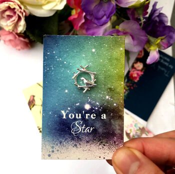 Sterling Silver Good Luck Robin Nest Pin Brooch, 3 of 12