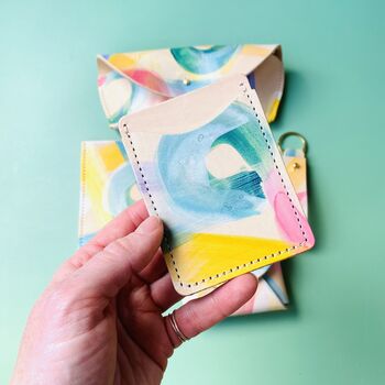 Leather Card Holder Hand Painted, 5 of 8