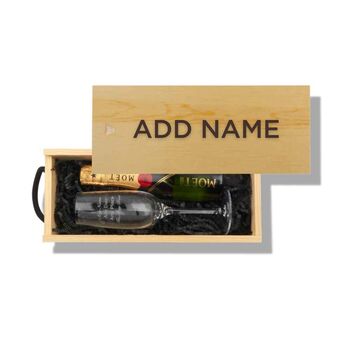 Mini Moet Champagne And Engraved Single Flute, 2 of 6