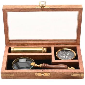 Personalised Brass Explorer Gift Set, 3 of 6