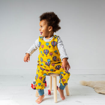 Hot Air Balloons Organic Romper On Yellow, 2 of 4