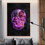 Halloween Neon Skull Wall Art Floral Print, thumbnail 2 of 4