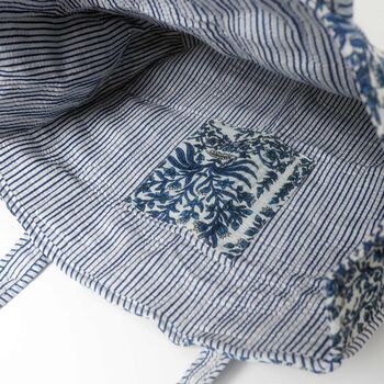 Reversible Blue Floral Print Quilted Cotton Tote Bag, 3 of 3