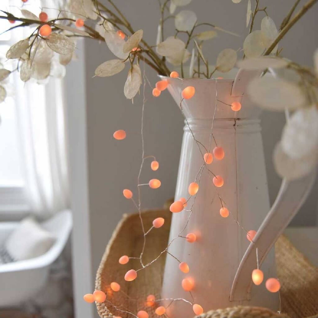 Mains String Fairy Lights In Peach By Penelopetom Interiors